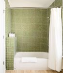 Shower & bath tub in bathroom between bedrooms 4 & 5